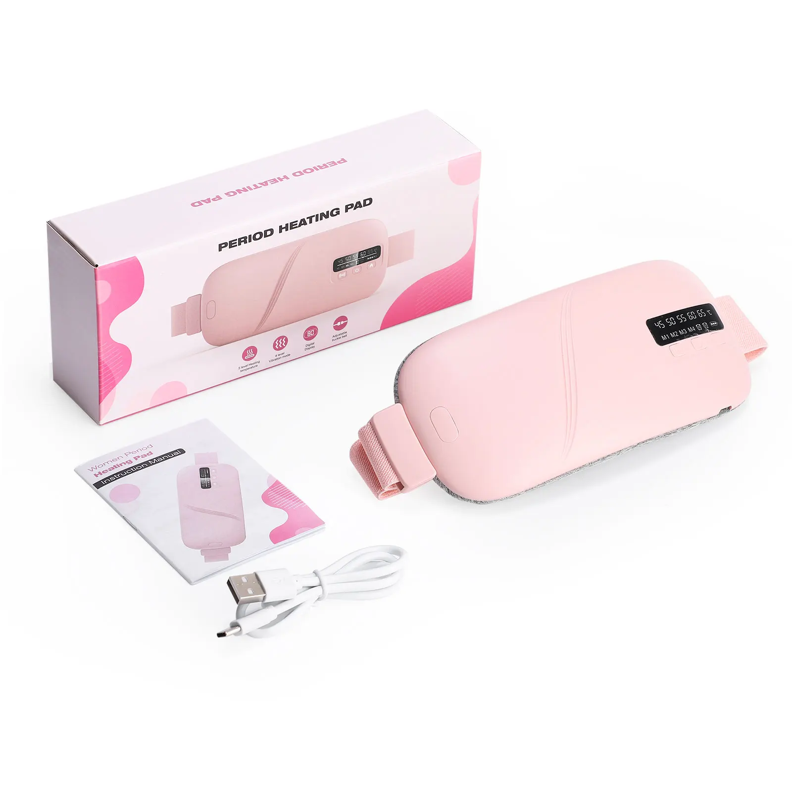 Women's 4 Modes Period Heating Belt Menstrual Abdominal Warmer with Vibration Massage